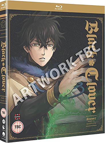 "Blu-ray case with anime character holding grimoire, green magic, and gold accents on black background."