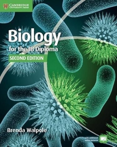 "Textbook cover with microscopic bacteria images, titled 'Biology for the IB Diploma'."