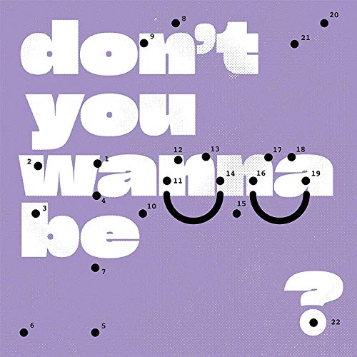 Purple album cover with white text and numbered black dots, featuring smiley faces.