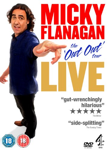 DVD cover featuring Micky Flanagan in a blue shirt, gesturing towards the viewer.