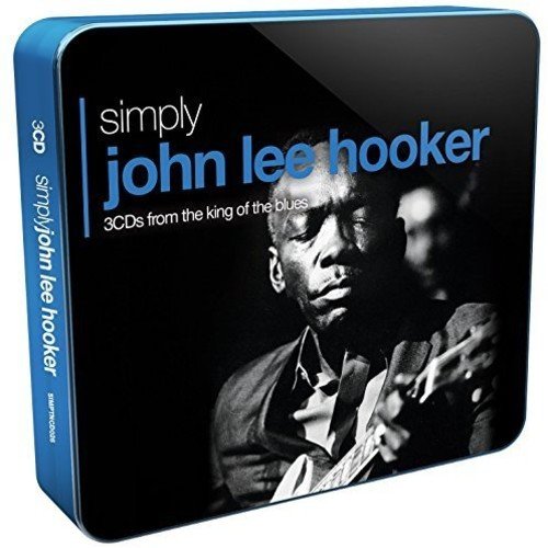 "CD cover with black-and-white image of John Lee Hooker playing guitar, blue and white text."