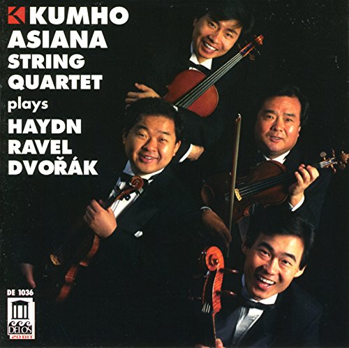 The alt text for the image is: "CD cover featuring four smiling men holding violins and bows."