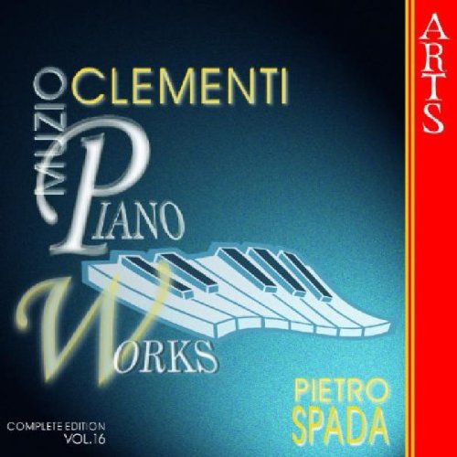 Muzio Clementi piano CD cover with piano keys and names in white and yellow text.