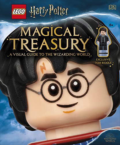 LEGO Harry Potter book cover featuring a Harry Potter minifigure head against a blue sky.