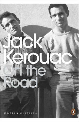 "Book cover with black and white photo of two men in a car."