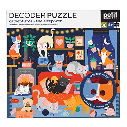 Petit Collage 0810073343016 Catventures Sleepover Decoder Puzzle, Multicoloured, One Size