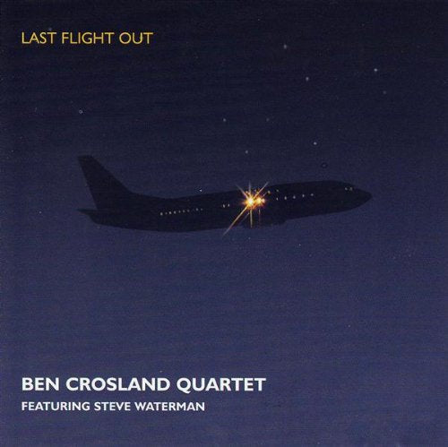 "Album cover featuring a silhouette of an airplane with engine fire against a starry night sky."