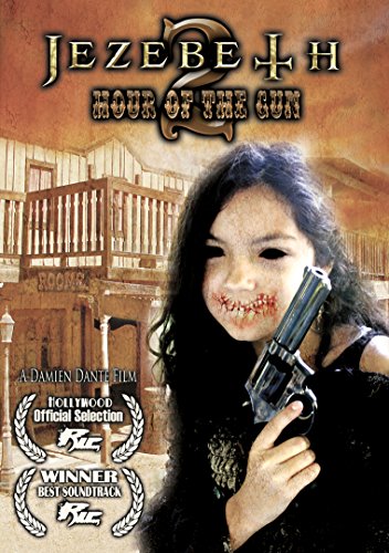 A woman holding a gun, with a bloody face, on a DVD cover.