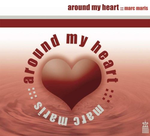 "CD cover with a red heart and rippled water effect, titled 'around my heart'."