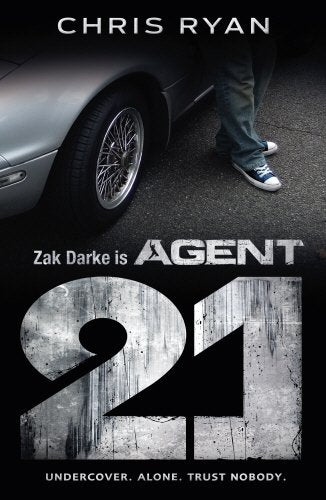 Book cover with a person standing beside a silver car, featuring large "21" text.