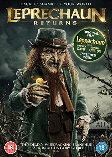 DVD cover featuring a grotesque Leprechaun holding a gold coin, against a dark background.