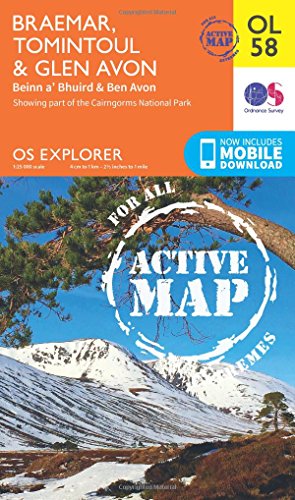 OS Explorer ACTIVE OL58 Braemar, Tomintoul & Glen Avon (OS Explorer Map)