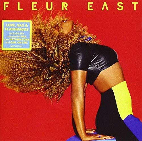 "Fleur East album cover featuring a woman with curly hair against a red background."