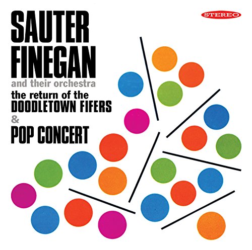 A CD cover with colorful dots and text "Sauter Finegan and their orchestra" on a white background.