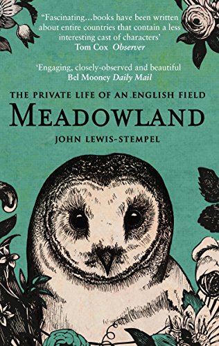 Book cover with a large owl and flowers on a green background.