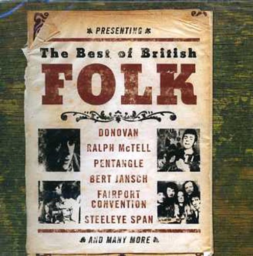 "CD cover with 'The Best of British Folk' title and artist images on distressed background."