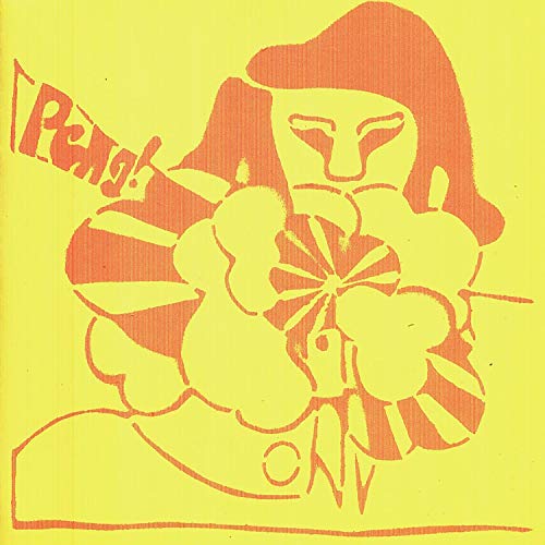 The image is a vibrant orange-toned graphic on a yellow background. The alt text is: "Orange graphic of a person holding a flower on a yellow background."