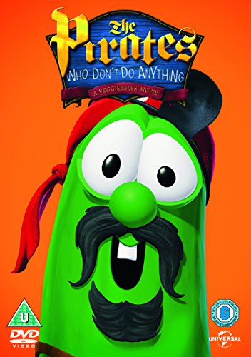 A cartoon green bean pirate on an orange DVD cover with title text.