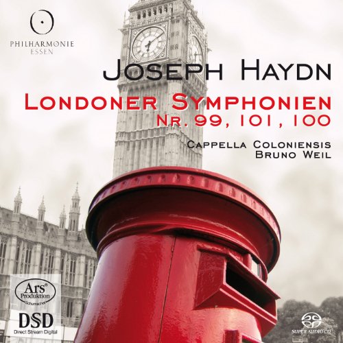 CD cover featuring Big Ben and a red postbox with text about Haydn's London Symphonies.