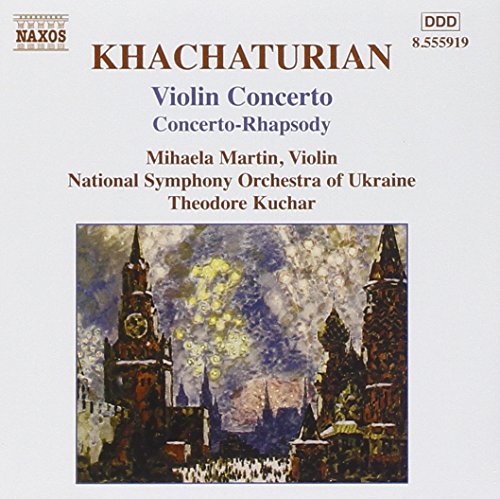CD cover for Khachaturian's Violin Concerto, featuring a cityscape painting.