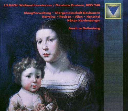 "CD cover with a Renaissance-style painting of a woman and child, dark blue background."