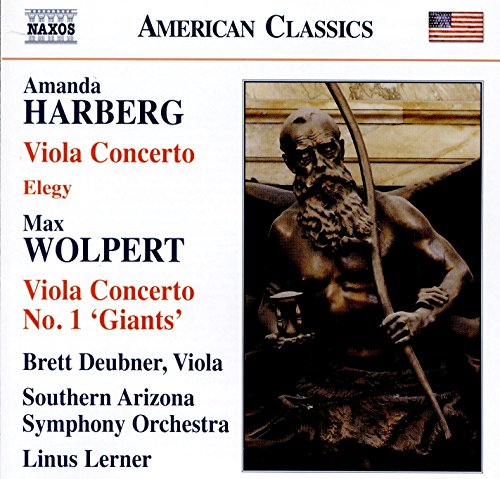A CD cover with a bronze statue and text listing musical compositions and performers.