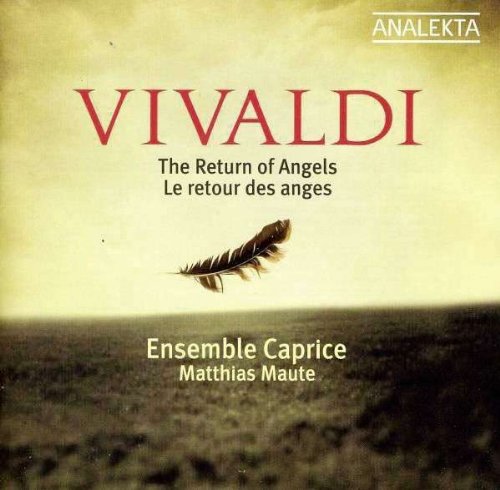 "CD cover with feather floating over a landscape, titled 'Vivaldi: The Return of the Angels'."