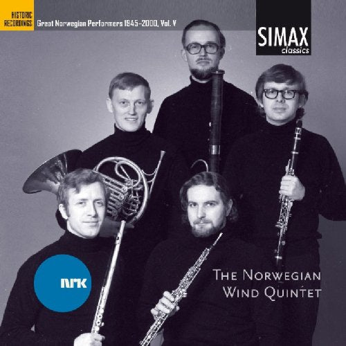 Black-and-white image of five musicians holding instruments on a CD cover.