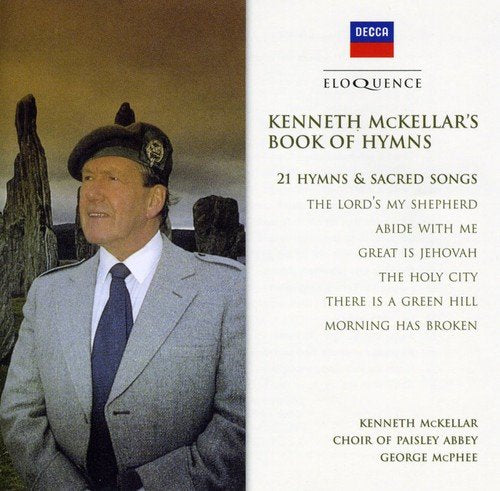 "CD cover of Kenneth McKellar's Book of Hymns, featuring the artist in a grey suit."