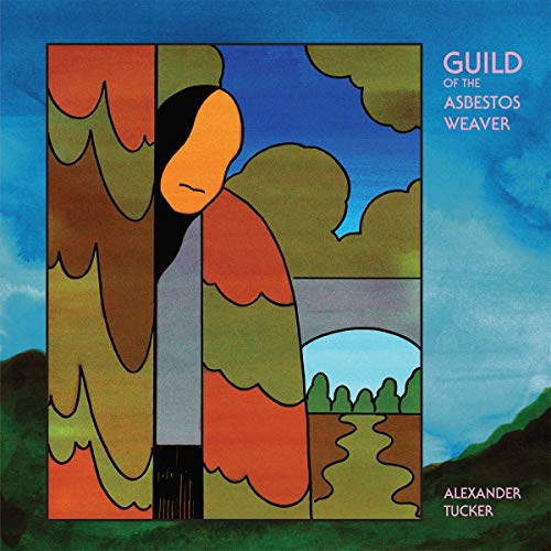 "Album cover with abstract figure and landscape, titled 'Guild of the Asbestos Weaver'."