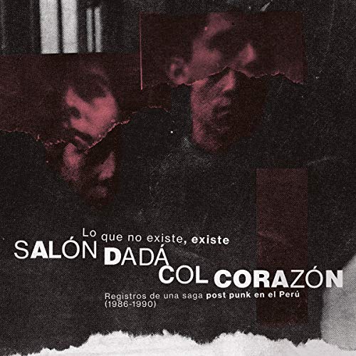 The image depicts a vinyl record cover with a dark, distressed aesthetic. Alt text: Dark vinyl record cover with torn images and white text overlay.