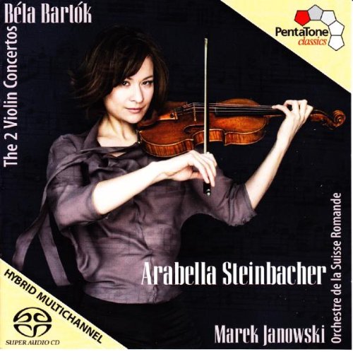 CD cover featuring a woman holding a violin, with dark blue background and beige accents.