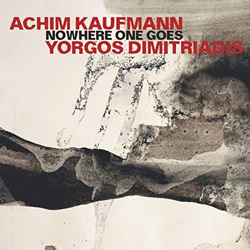 "Album cover with abstract black and white design and red and black text."