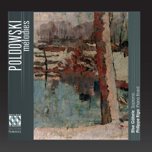 CD cover with abstract painting, gray borders, and white text "Poldowski melodies".