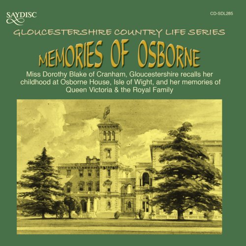 "CD cover with sepia-toned image of Osborne House on a green background."