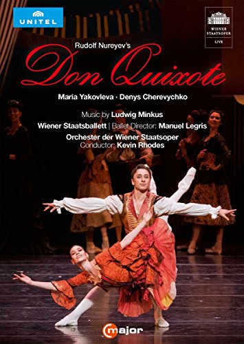 DVD cover for "Don Quixote" ballet, featuring two dancers in red costumes on stage.