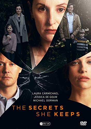DVD cover for "The Secret She Keeps" with collage of faces and family scenes.