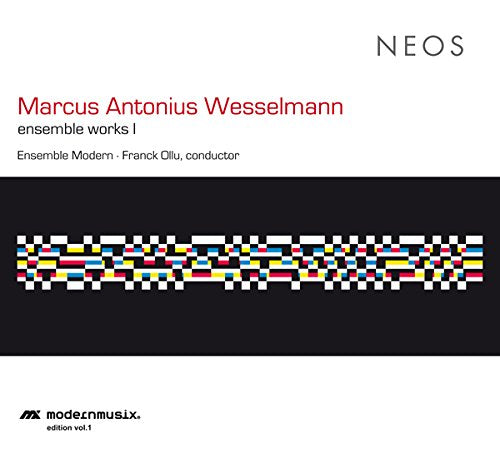 CD cover with white background, black rectangle, and multicolored pixelated design.