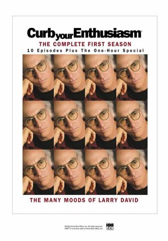 DVD cover for "Curb Your Enthusiasm" featuring a grid of Larry David's facial expressions.
