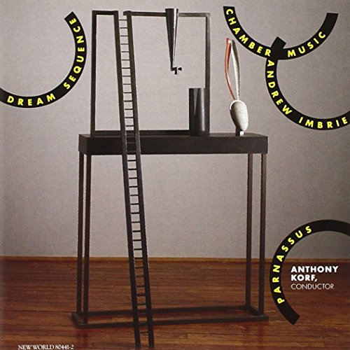 "Album cover featuring a minimalist black table with abstract objects and curved text overlays."