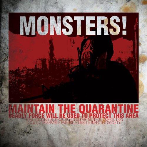 A CD cover with a red-toned image of a person in a gas mask.