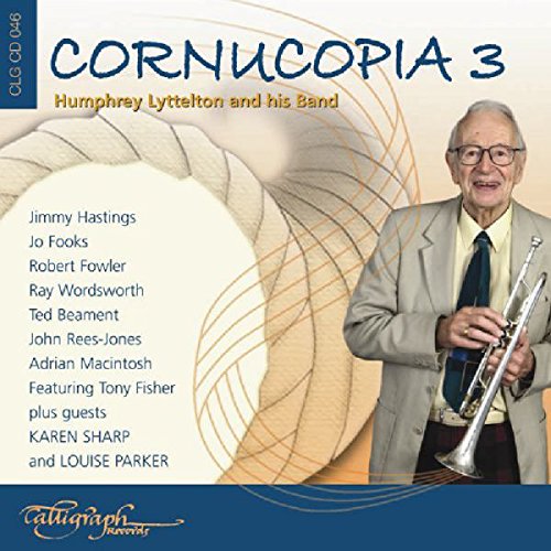 "Album cover with Humphrey Lyttelton holding a trumpet, featuring band member list and title."