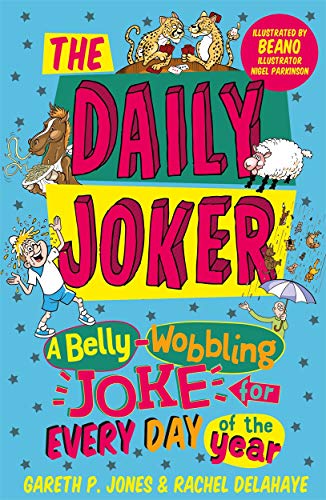 "The Daily Joker" children's book cover with cartoon characters and colorful text on blue background.
