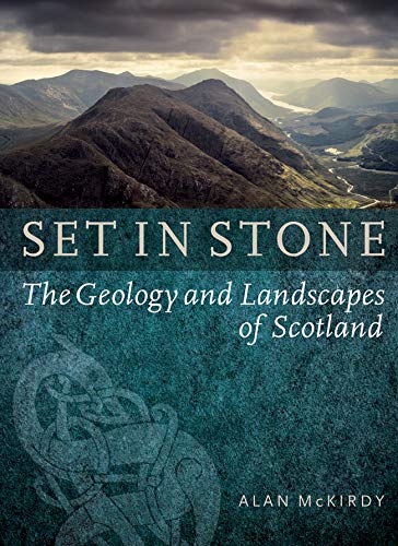 "Book cover with mountain landscape, title 'Set in Stone', and author's name."