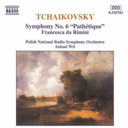 A CD cover featuring a landscape painting and text about Tchaikovsky's music.