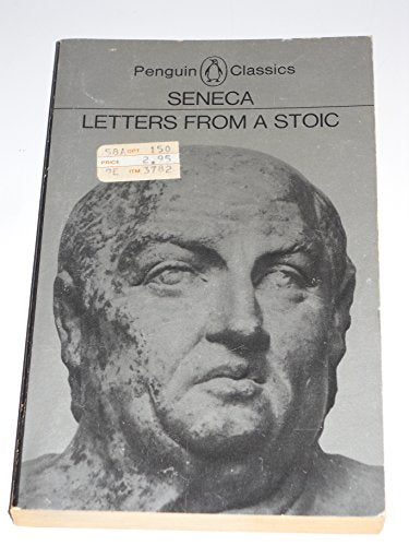 "Book cover featuring a marble bust of Seneca against a black background."