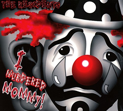 "Album cover featuring a clown face with red splatter and red nose."