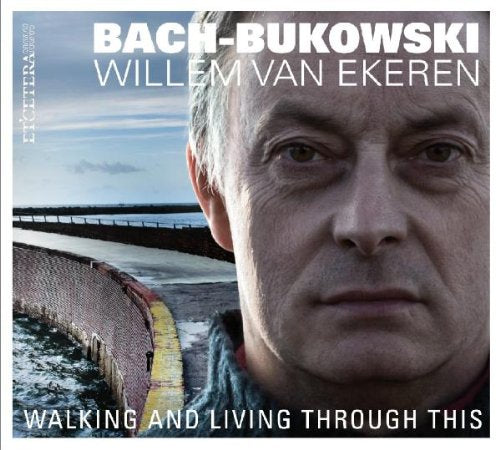"Album cover with a close-up of a man's face and a bridge in the background."