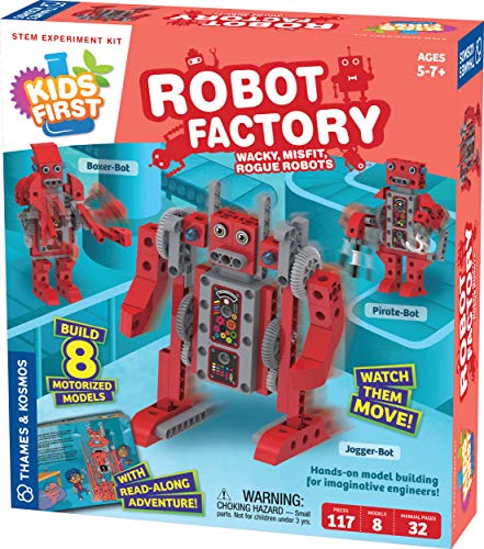 Thames & Kosmos | 567016 | Kids First: Robot Factory | Wacky | Misfit | Rogue Robots | STEM Experiment Kit | Hands-on Model Building for Young Engineers | Build 8 Motorized Robots | Ages 5-7