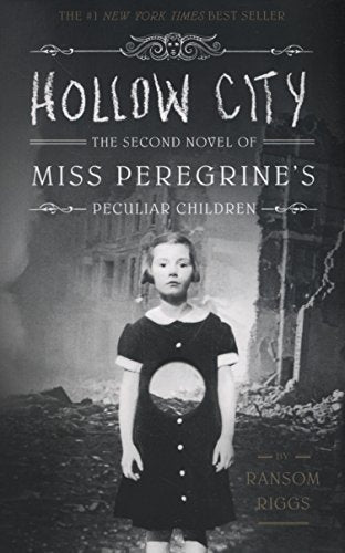Book cover of "Hollow City" featuring a girl in a dark dress with a circular cutout.